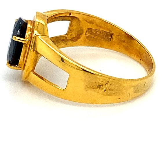 Royal Blue Sapphire 2.06ct Solid 21K Gold Ring - Picture 5 of 6